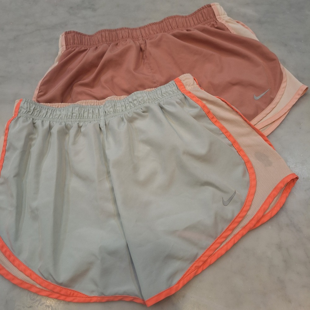 Nike Dri-FIT Running Shorts Wom L Grey Orange Mauve Pink 2 Pack Bundle Active